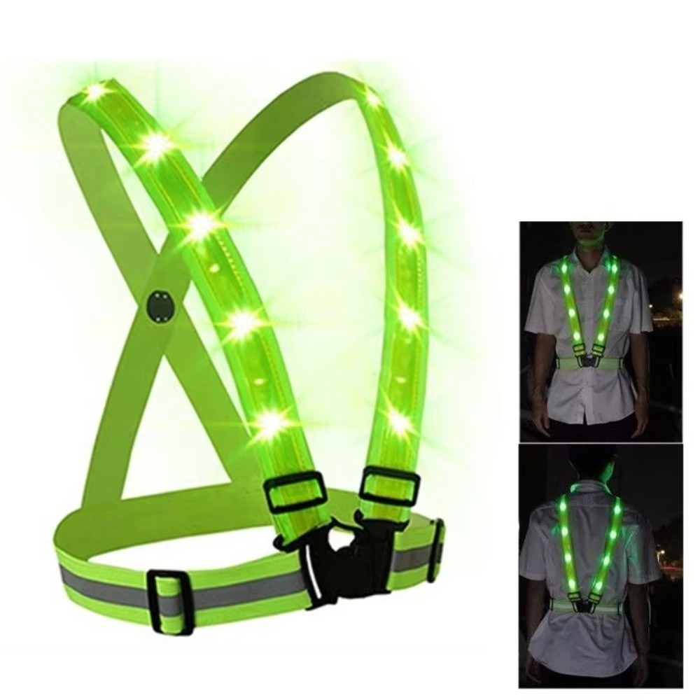 New Gear Running - Nieuw polyester LED-veiligheidsvest met groen licht,